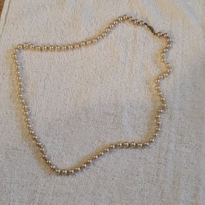 GSILVER stamped beige faux pearl necklace